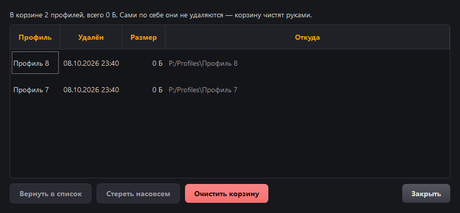 Корзина: что удалено, когда, сколько весит и откуда его вернуть